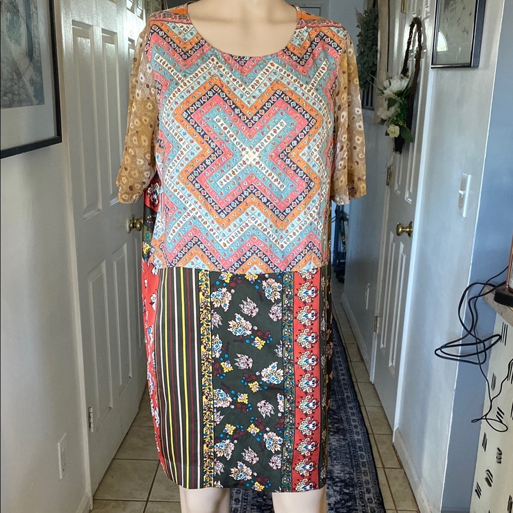 Anthropologie Tiny Patchwork Sheath Pencil Dress - image 1